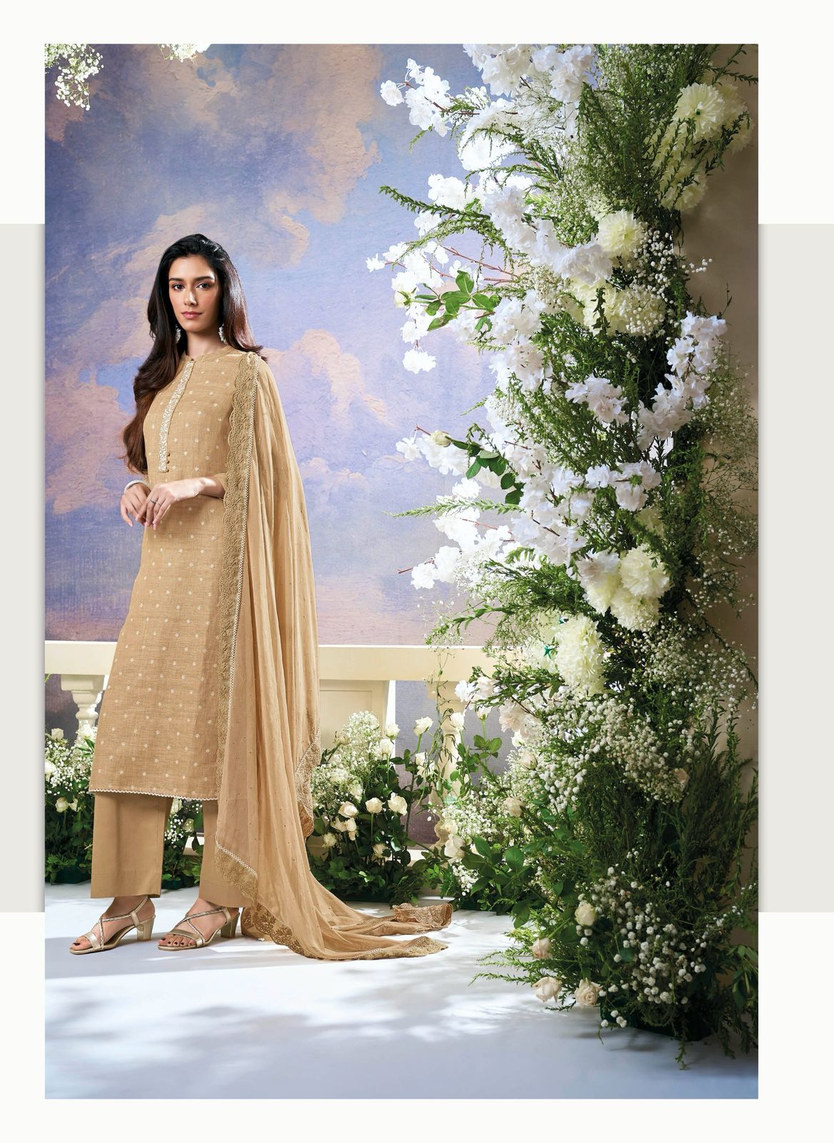 Pure Linen Jacquard suit - Beige