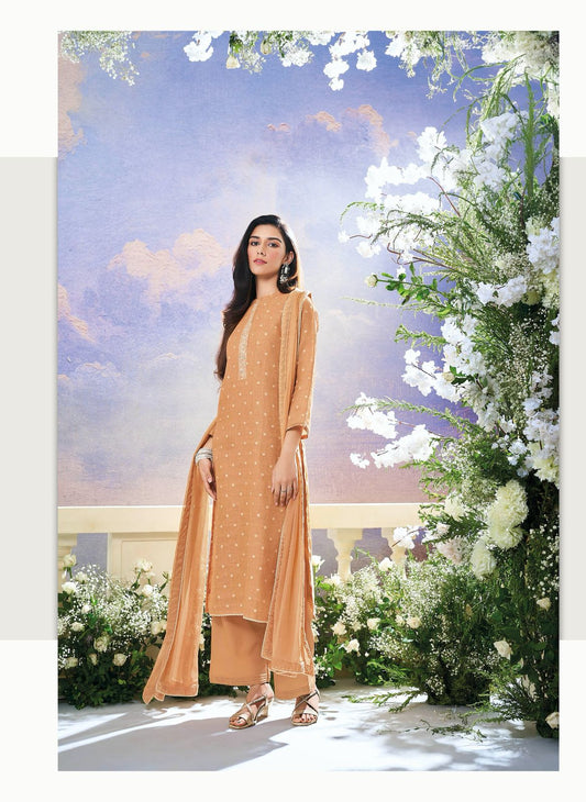 Pure Linen Jacquard suit - Burnt Orange