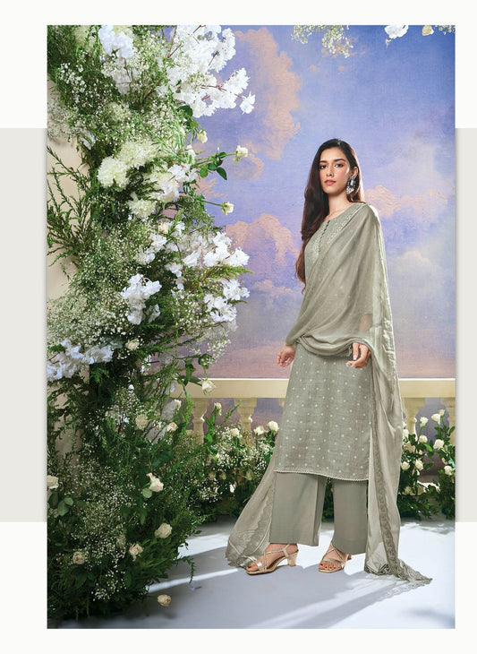 Pure Linen Jacquard suit - Grey