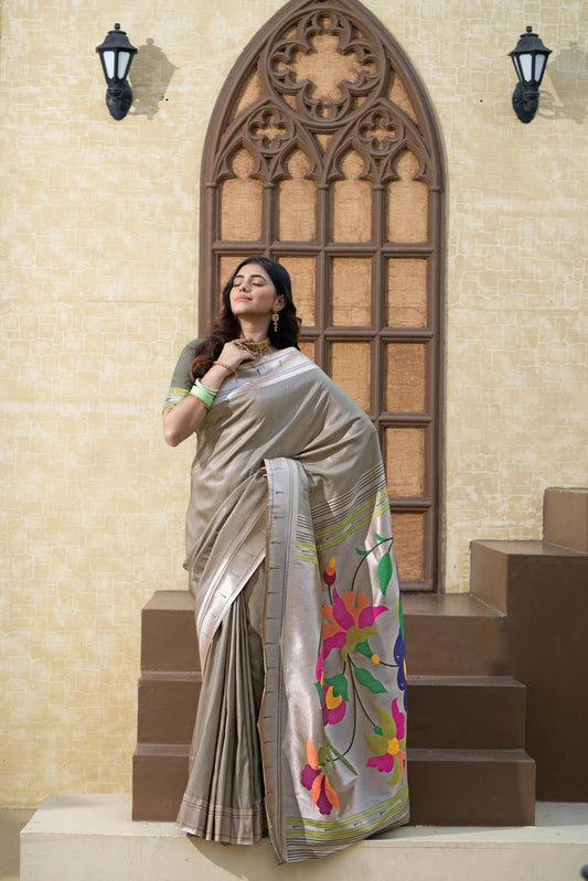 Paithani Saree - Grey