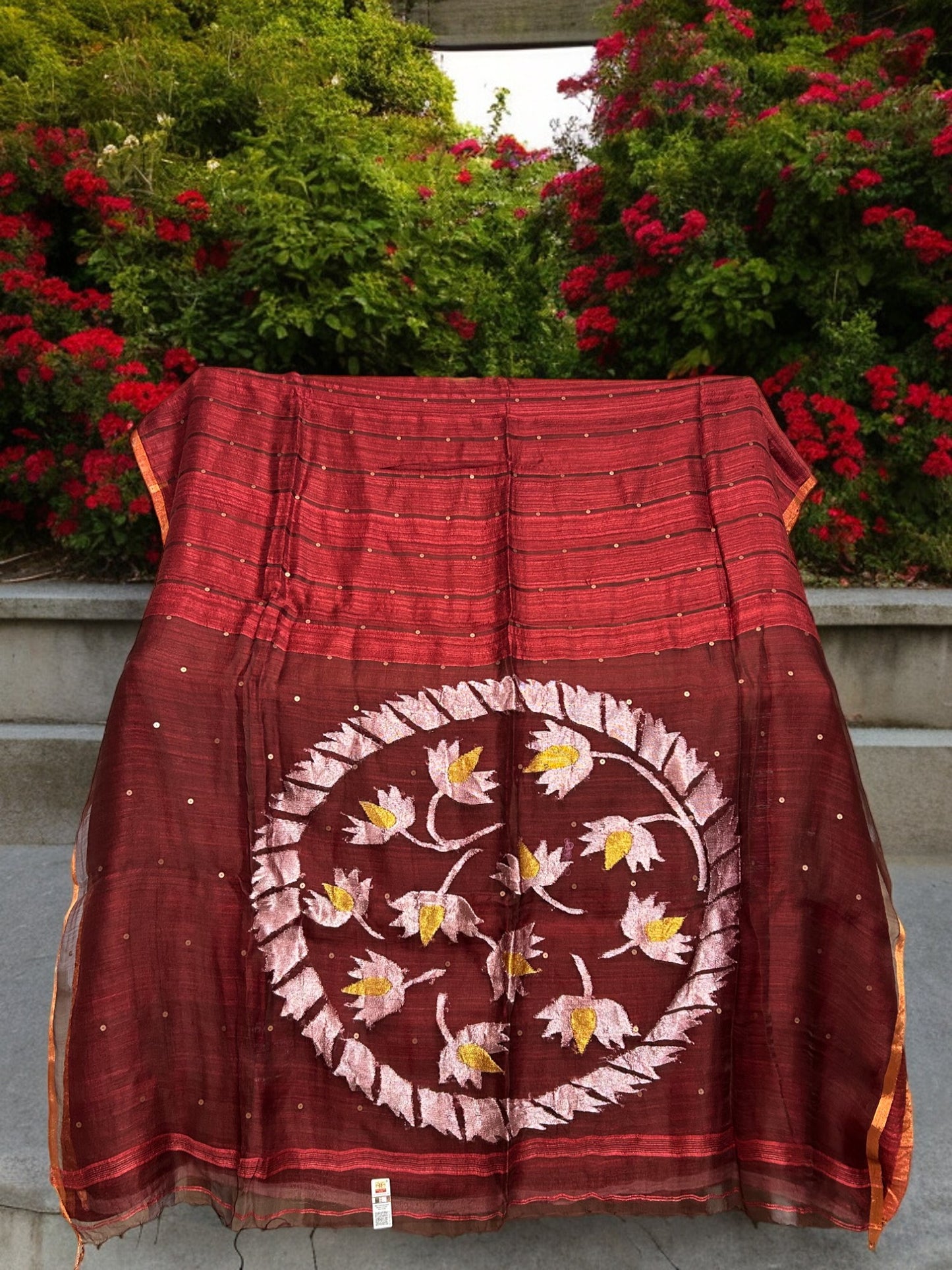 Pure Matka Silk Jamdani Saree - Maroon