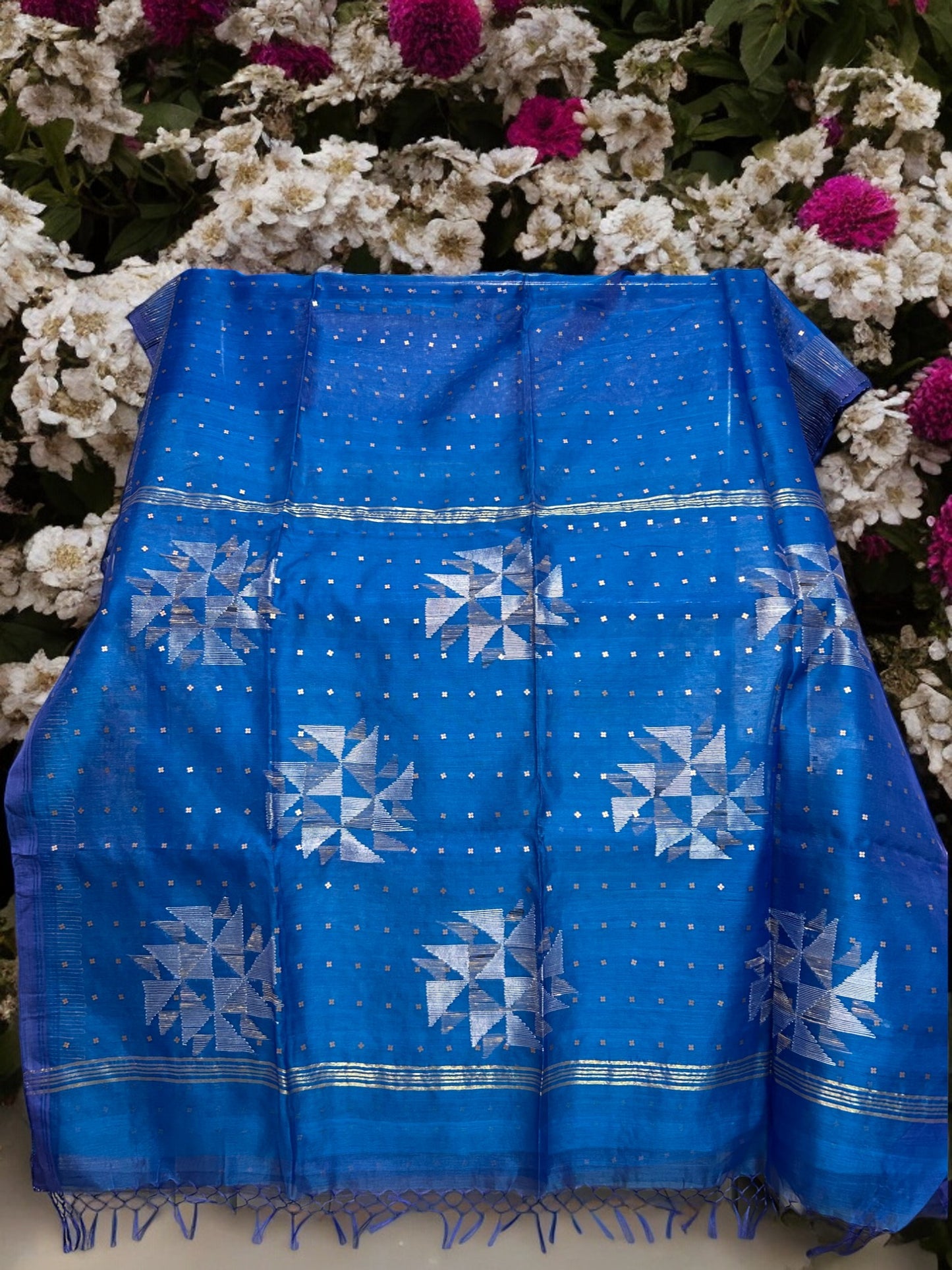 Sequin Muslin Saree - Blue