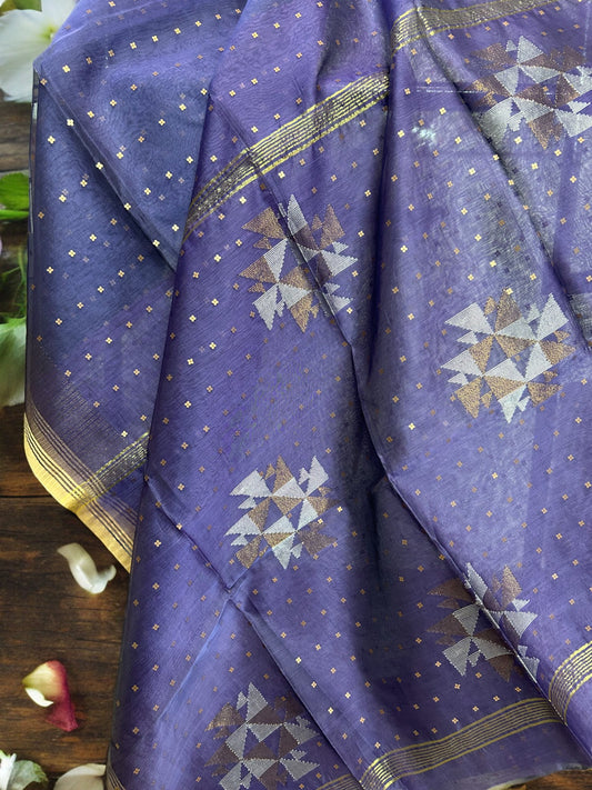 Sequin Muslin Saree - Lavendar
