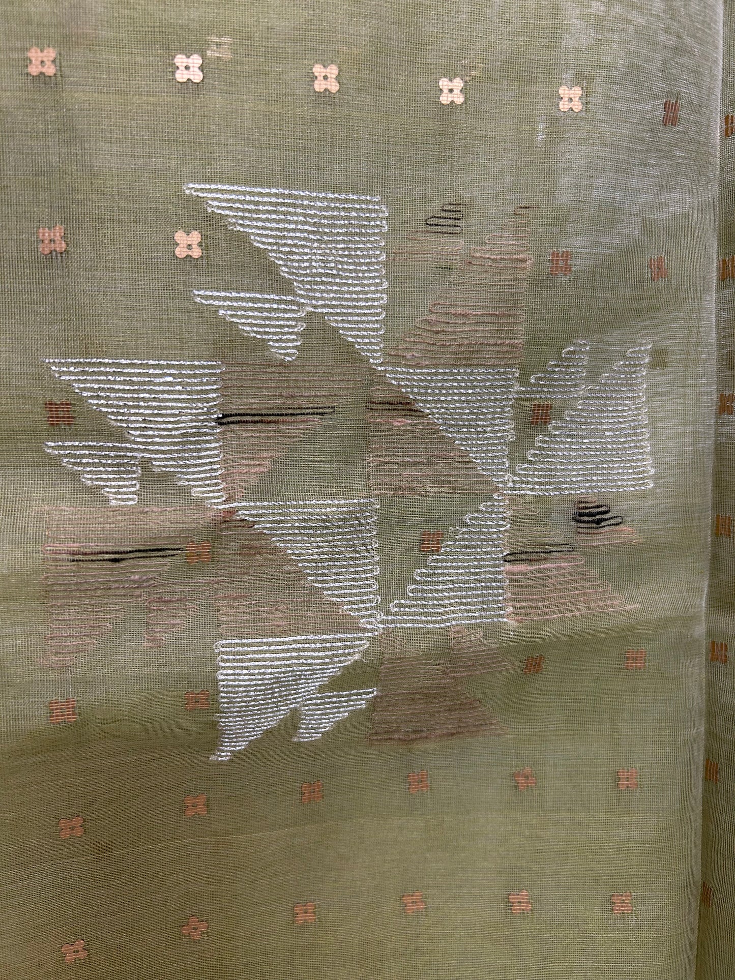 Sequin Muslin Saree - Sage Green