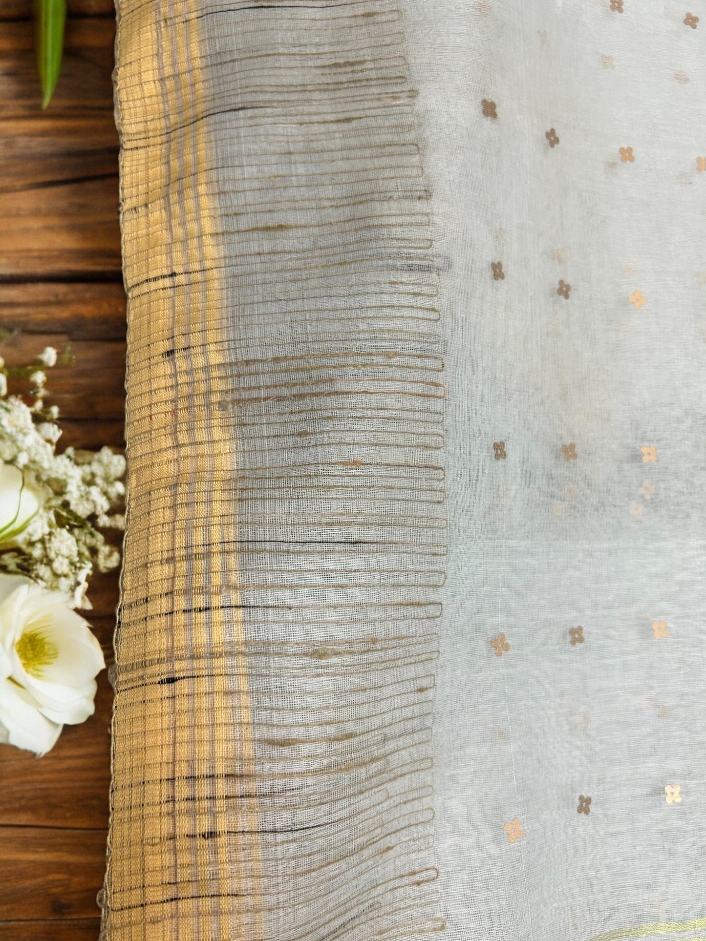 Sequin Muslin Saree - Off White