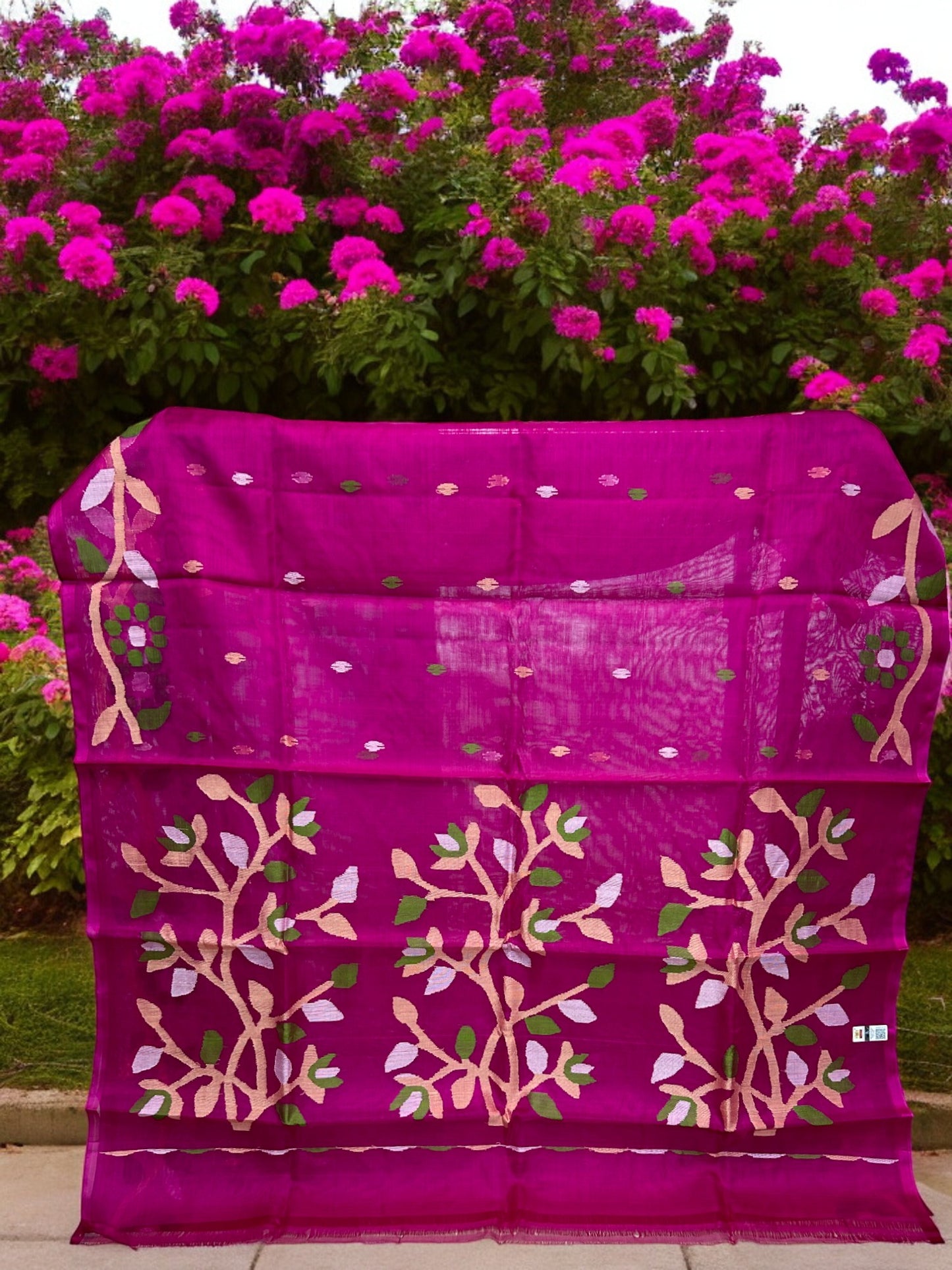 Pure Resham Jamdani Saree - Magenta