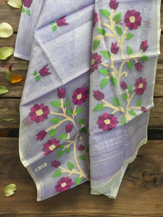 Pure Resham Jamdani Saree - Lilac
