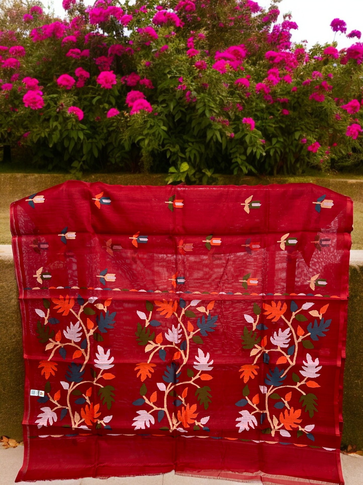 Pure Resham Jamdani Saree - Red