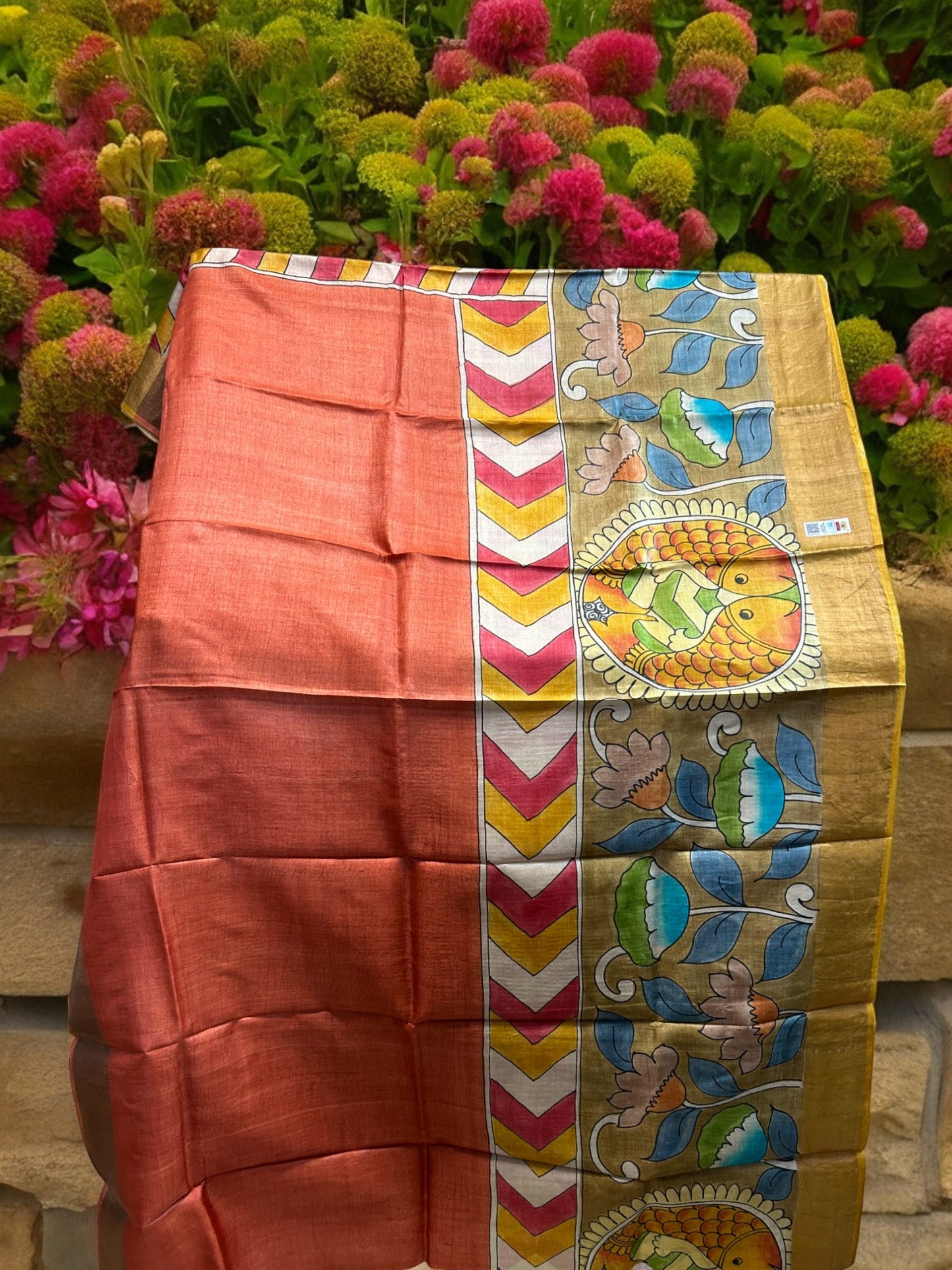 Pure Tussar Pen Kalamkari Saree