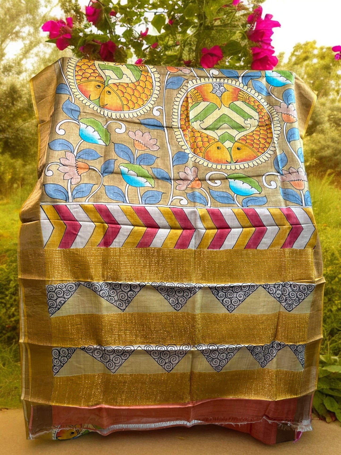 Pure Tussar Pen Kalamkari Saree