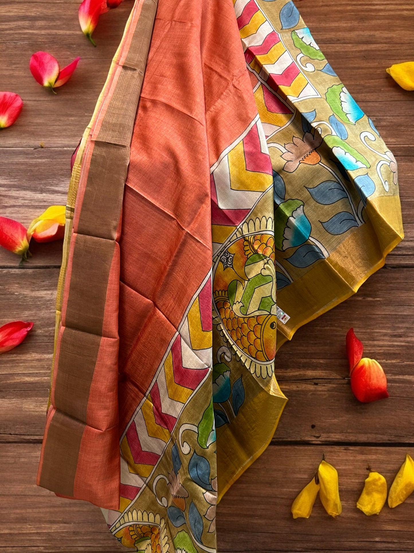 Pure Tussar Pen Kalamkari Saree