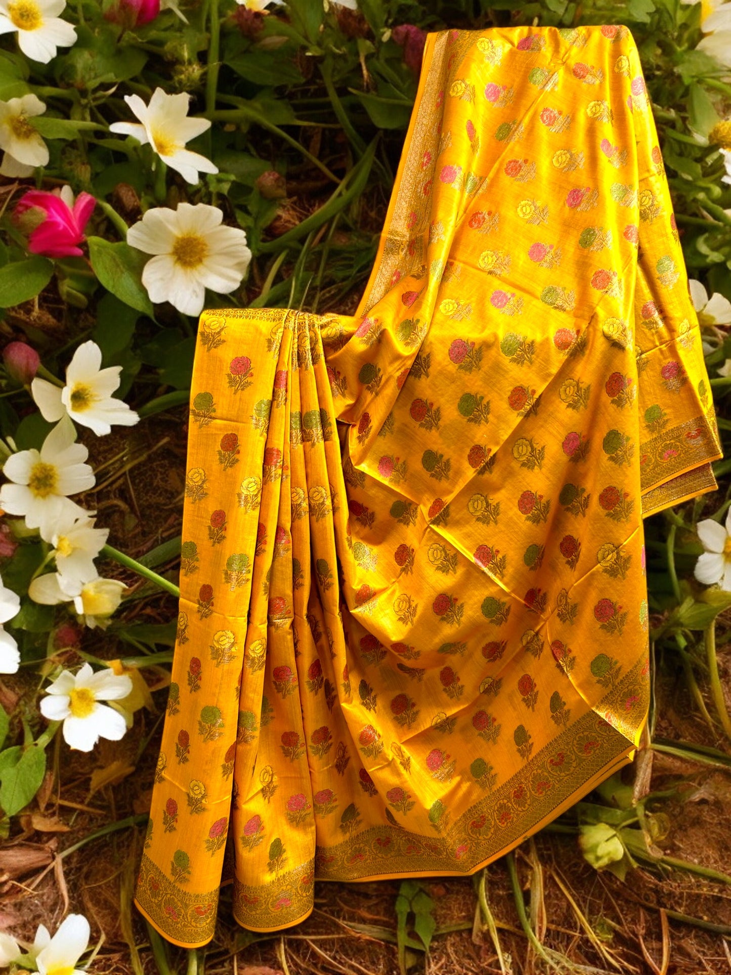 Muga Tussar Silk Saree - Mustard