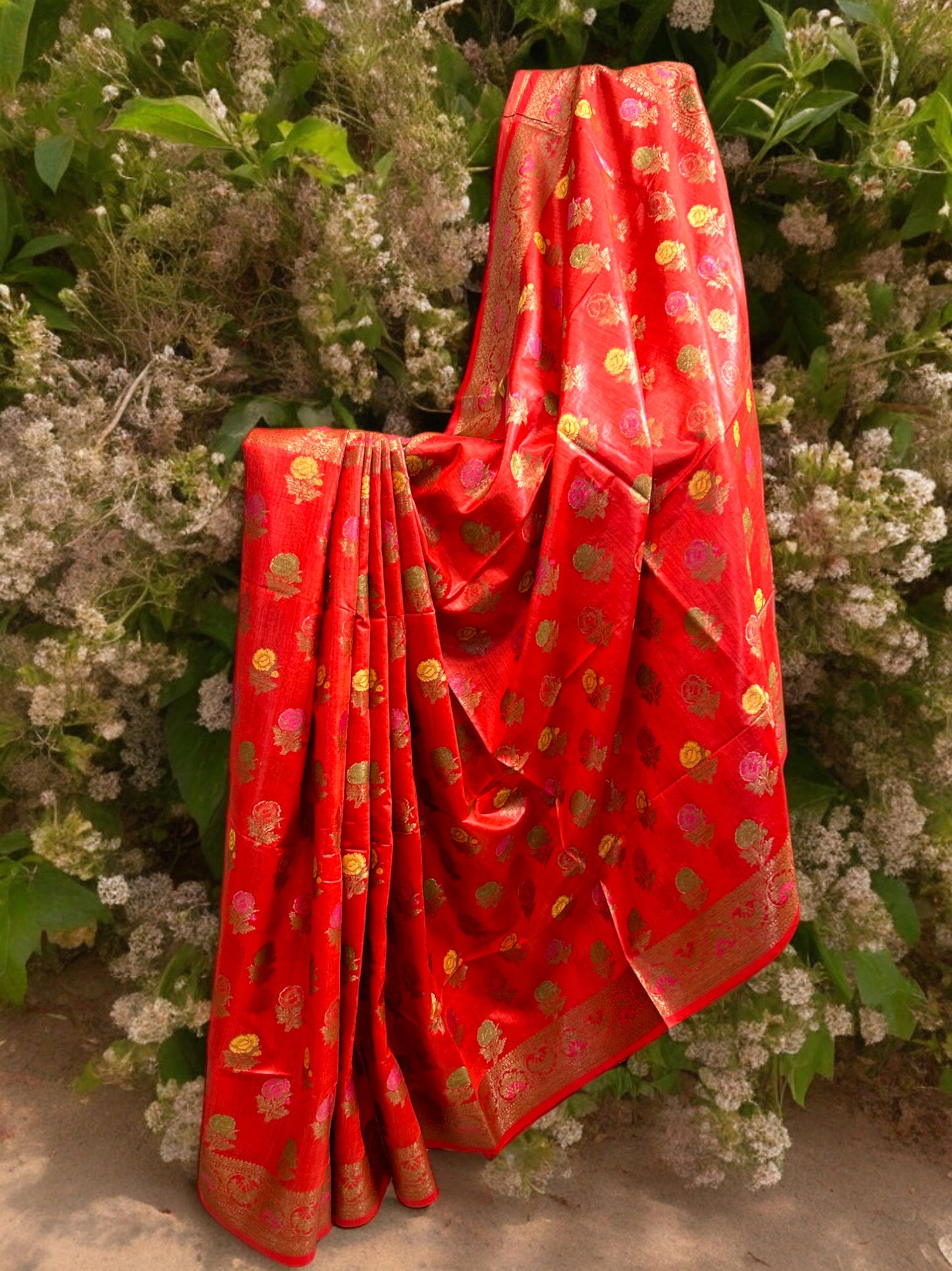 Muga Tussar Silk Saree - Orange