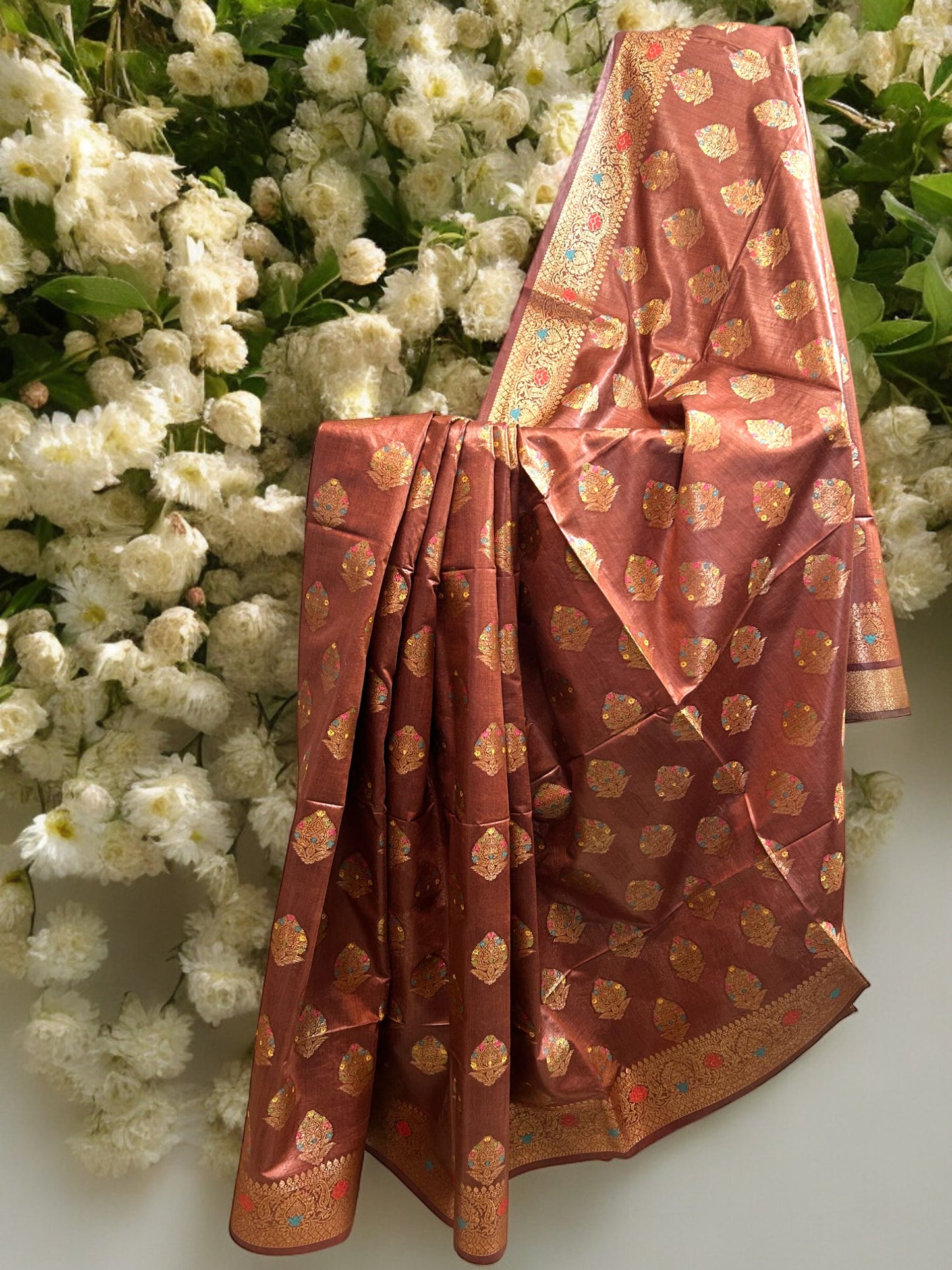 Muga Tussar Silk Saree - Brown