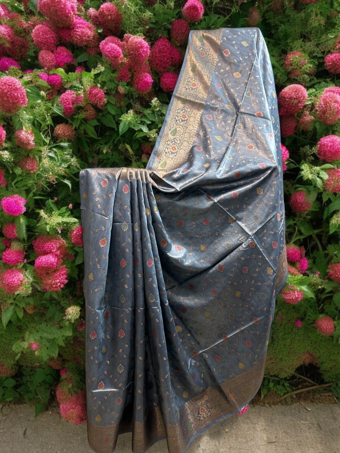 Muga Tussar Silk Saree - Grey