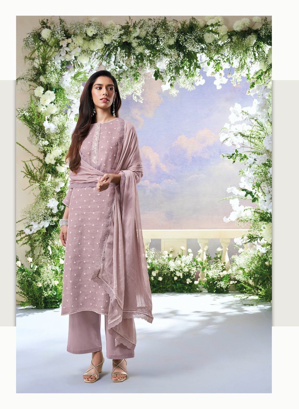 Pure Linen Jacquard suit - Lilac