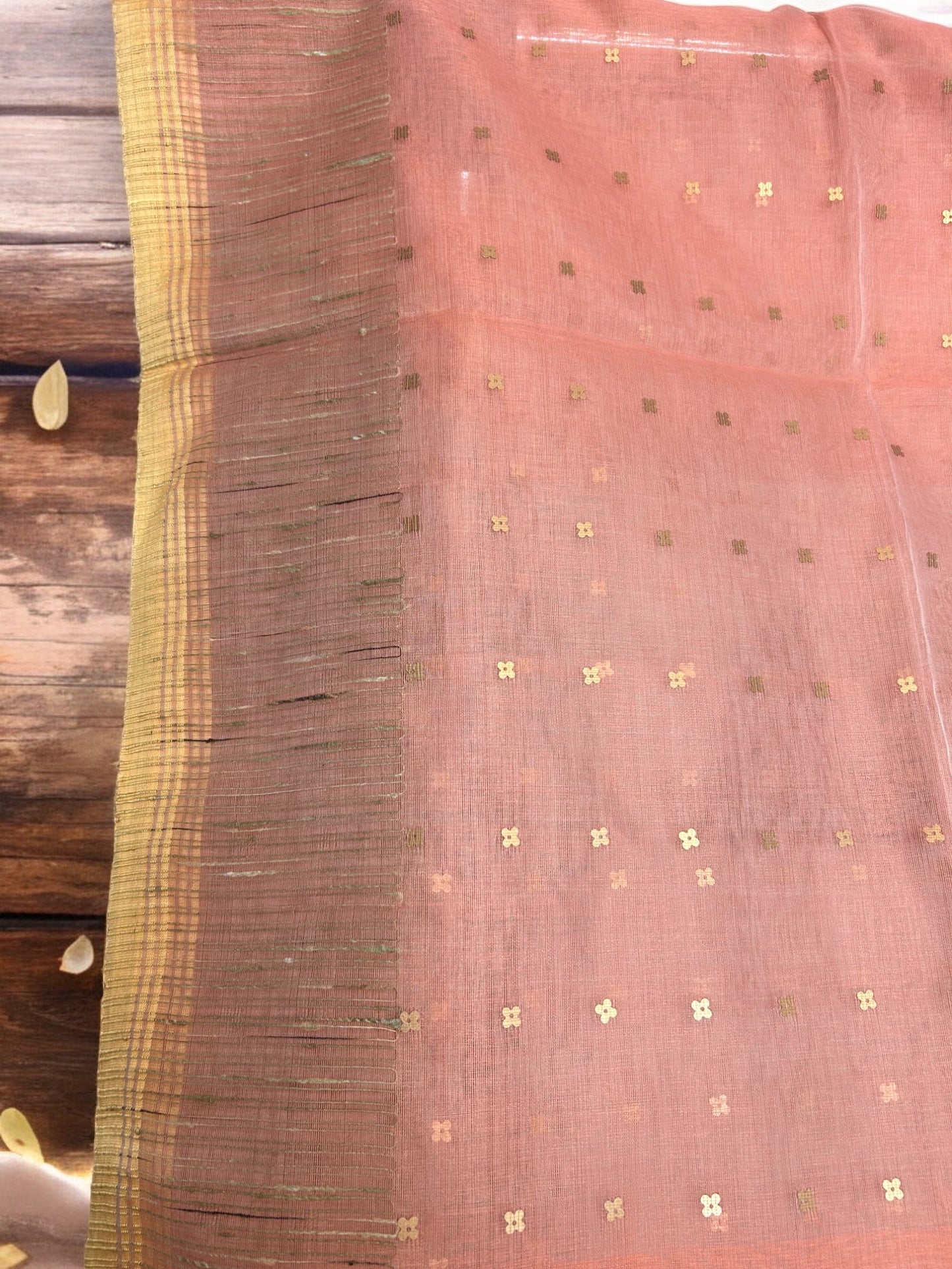 Sequin Muslin Saree - Peach
