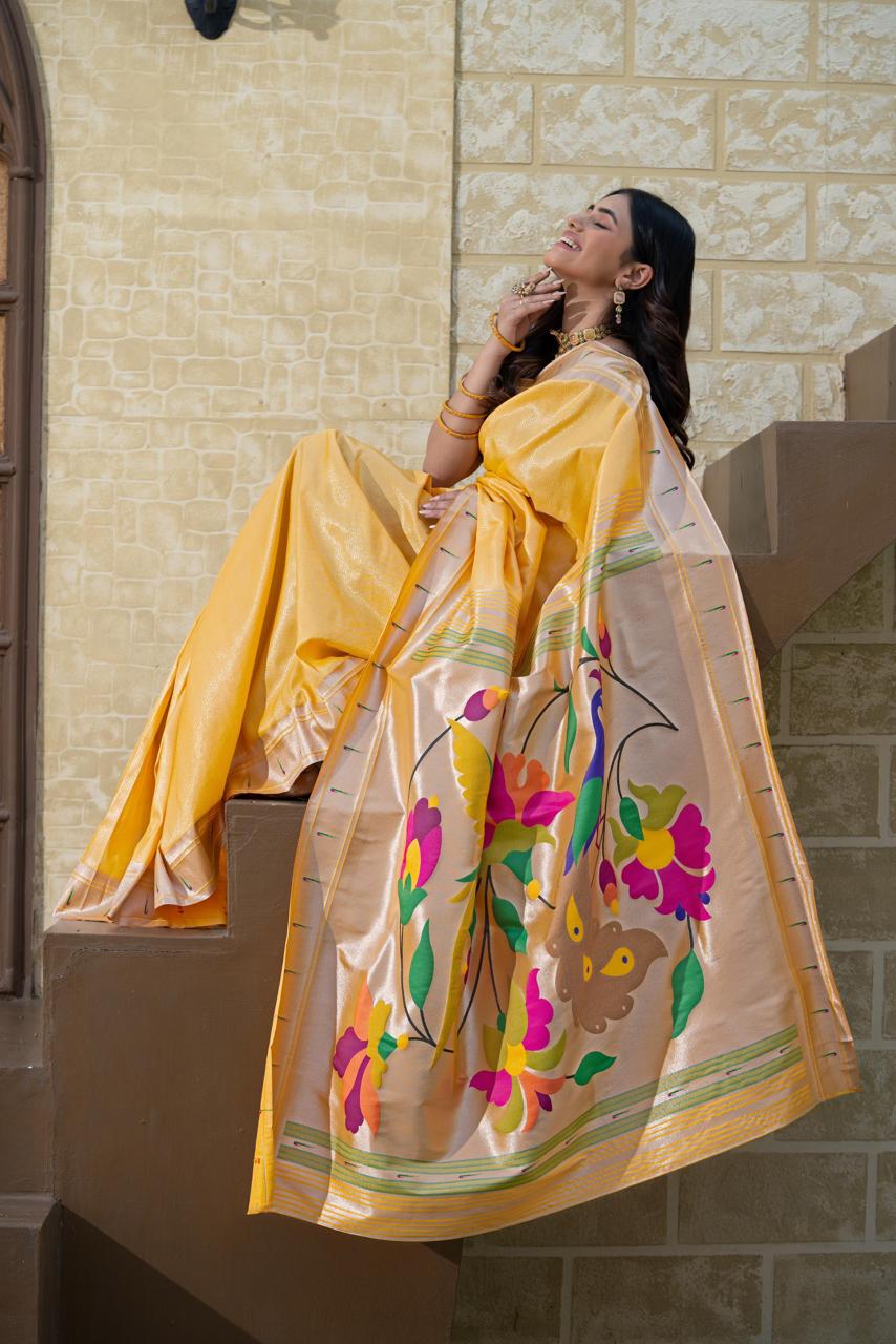 Paithani Saree - Yellow