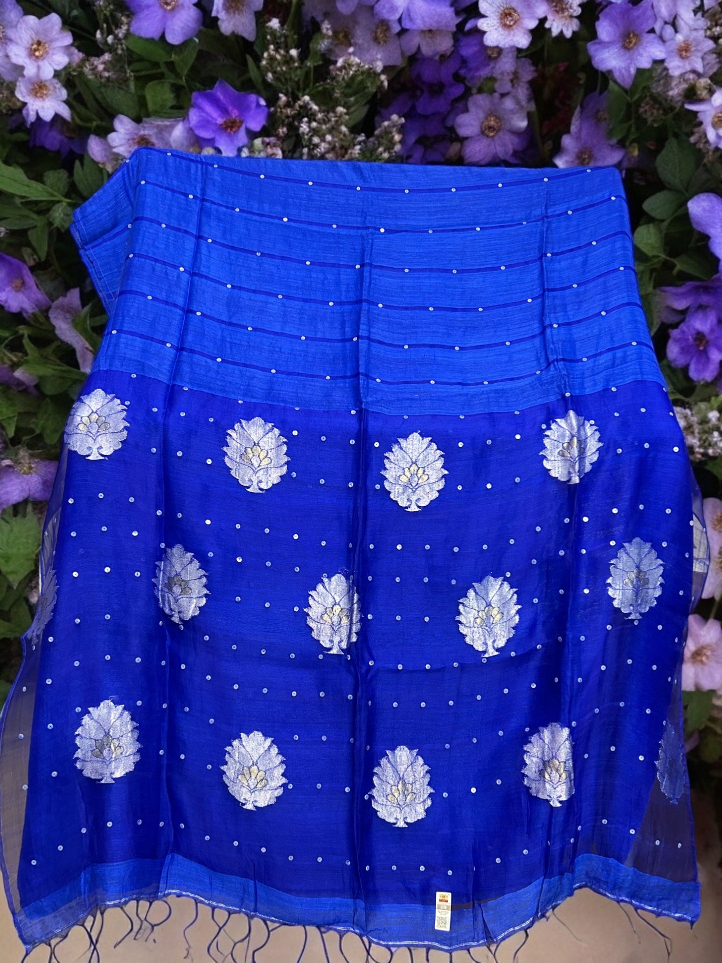 Pure Matka Silk Sea Shells - Royal Blue