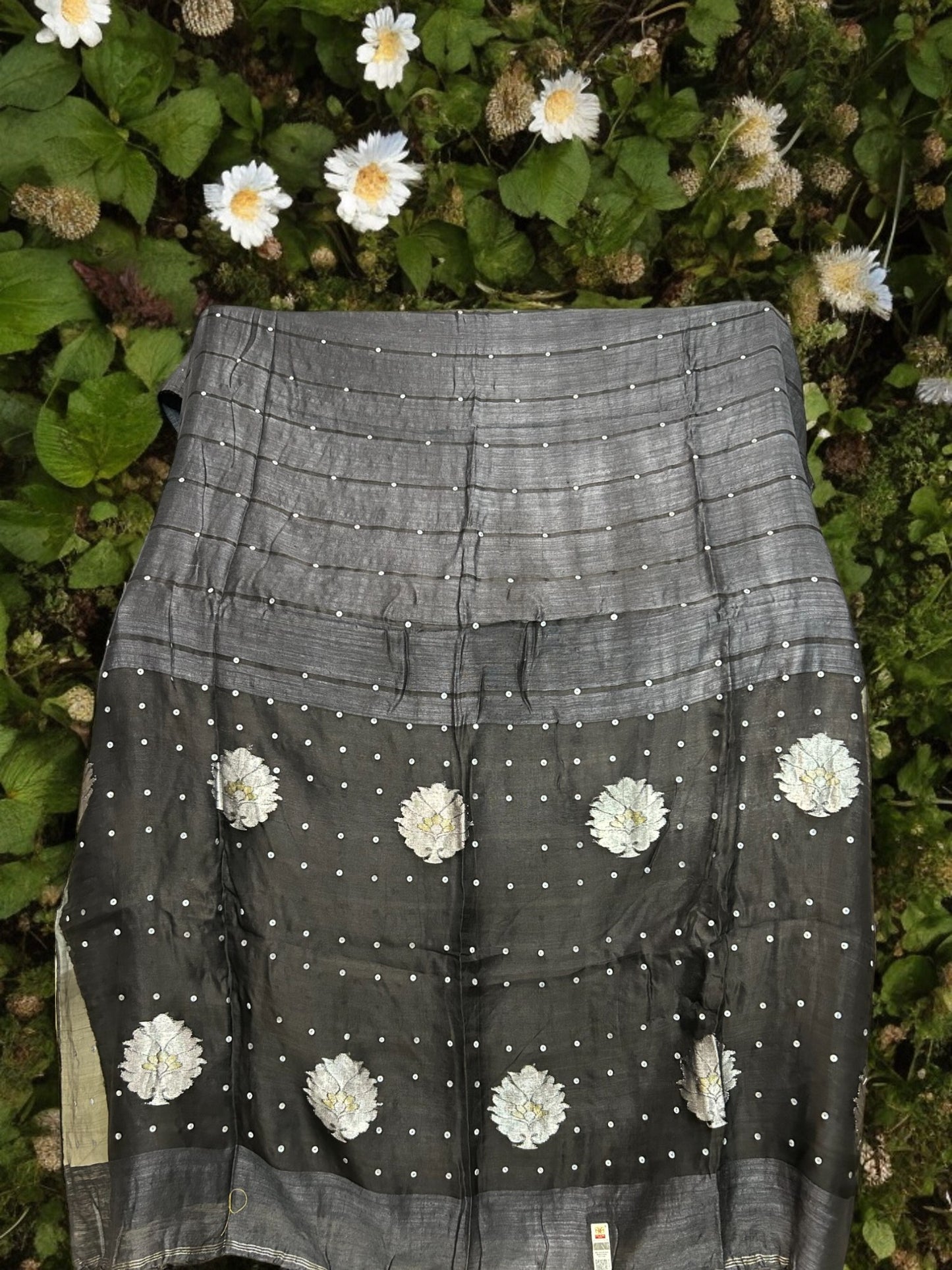 Pure Matka Silk Sea Shells - Black