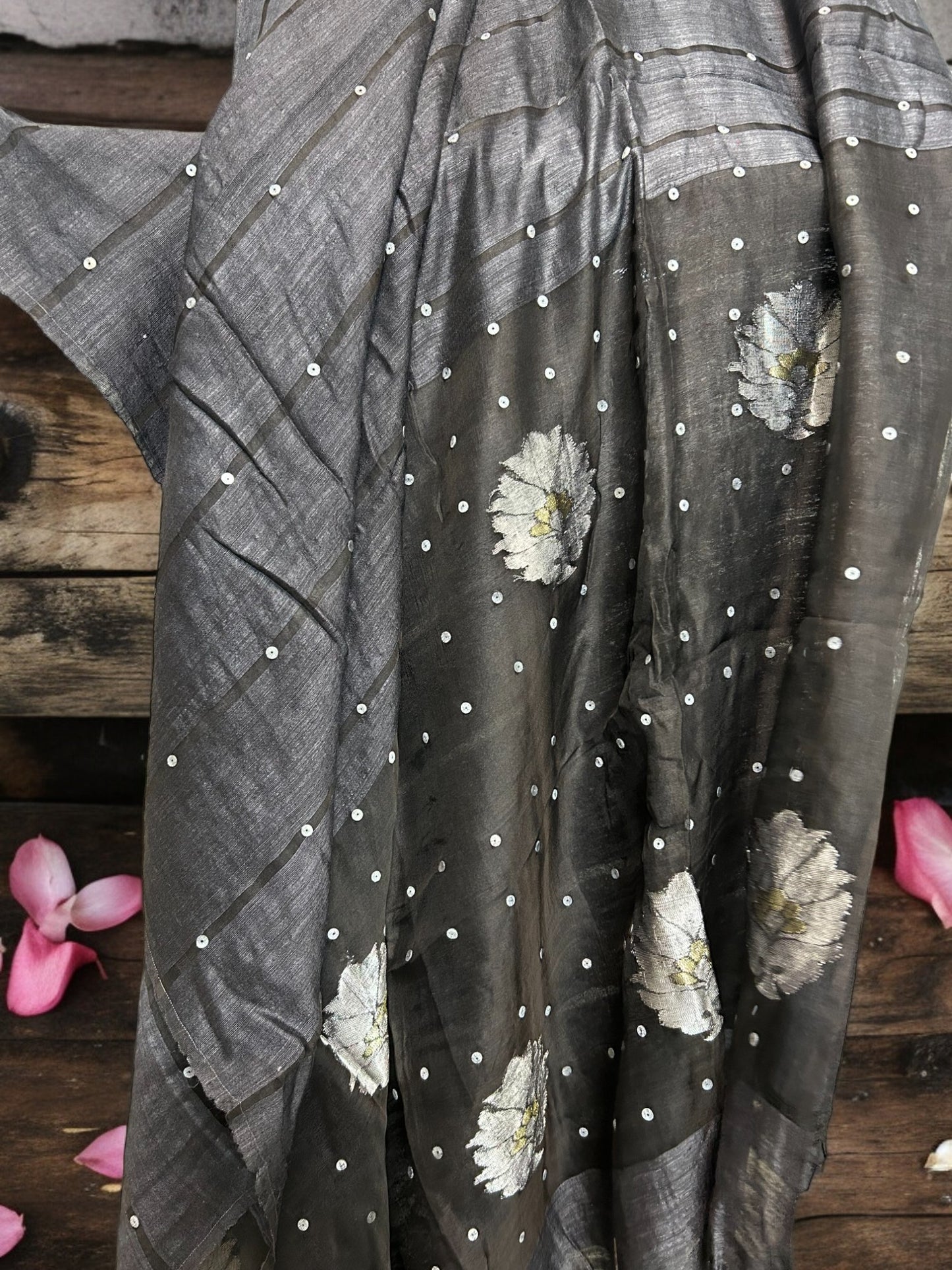 Pure Matka Silk Sea Shells - Black