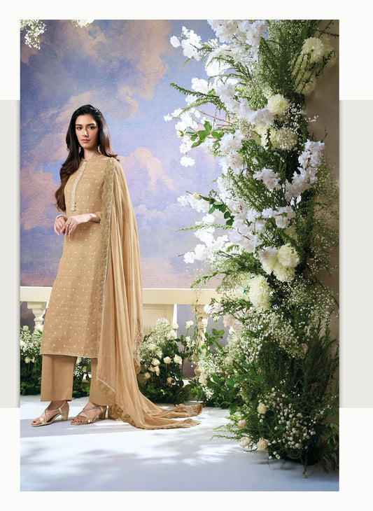 Pure Linen Jacquard suit - Beige