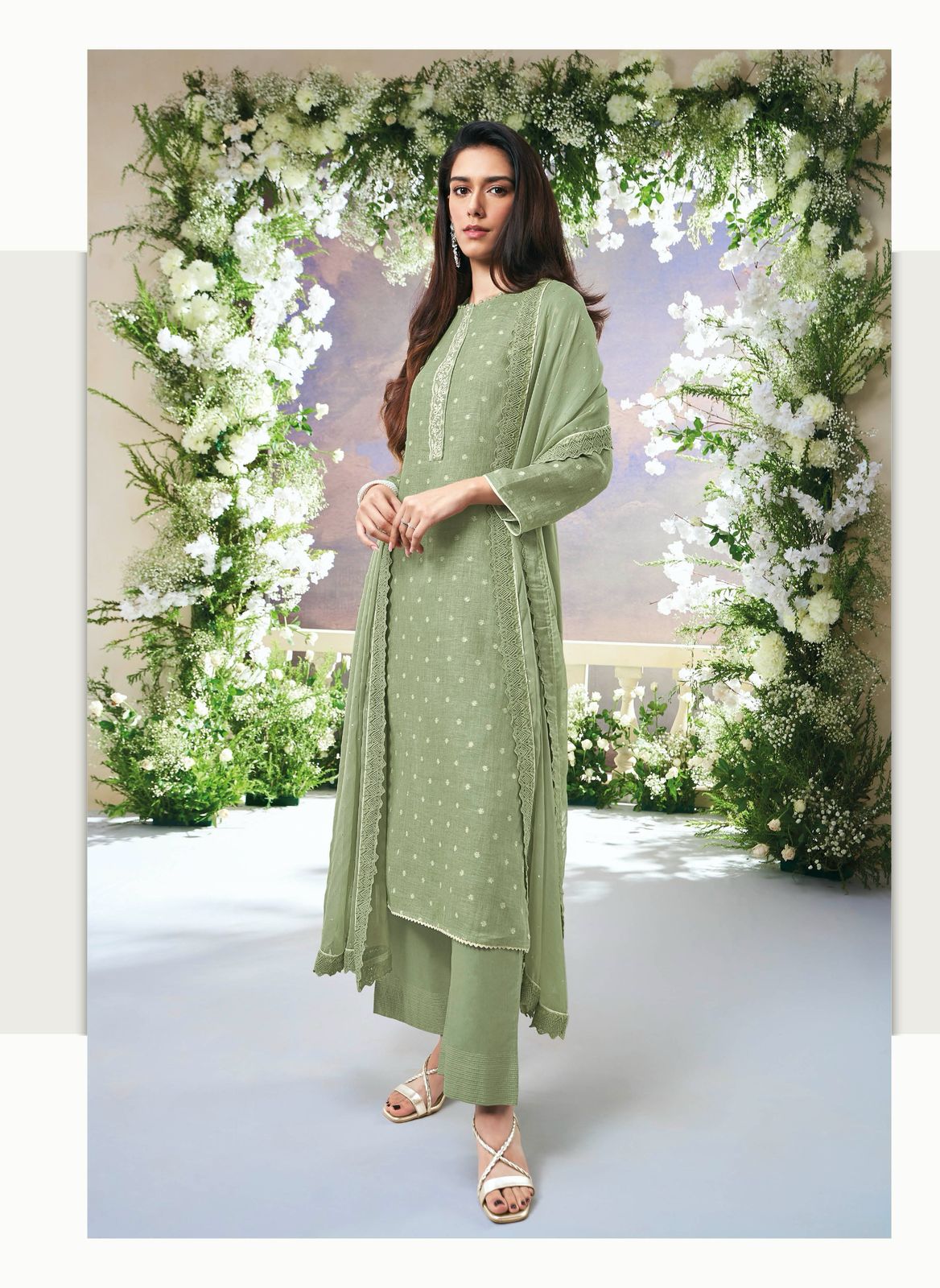 Pure Linen Jacquard suit - Sage Green (Copy)