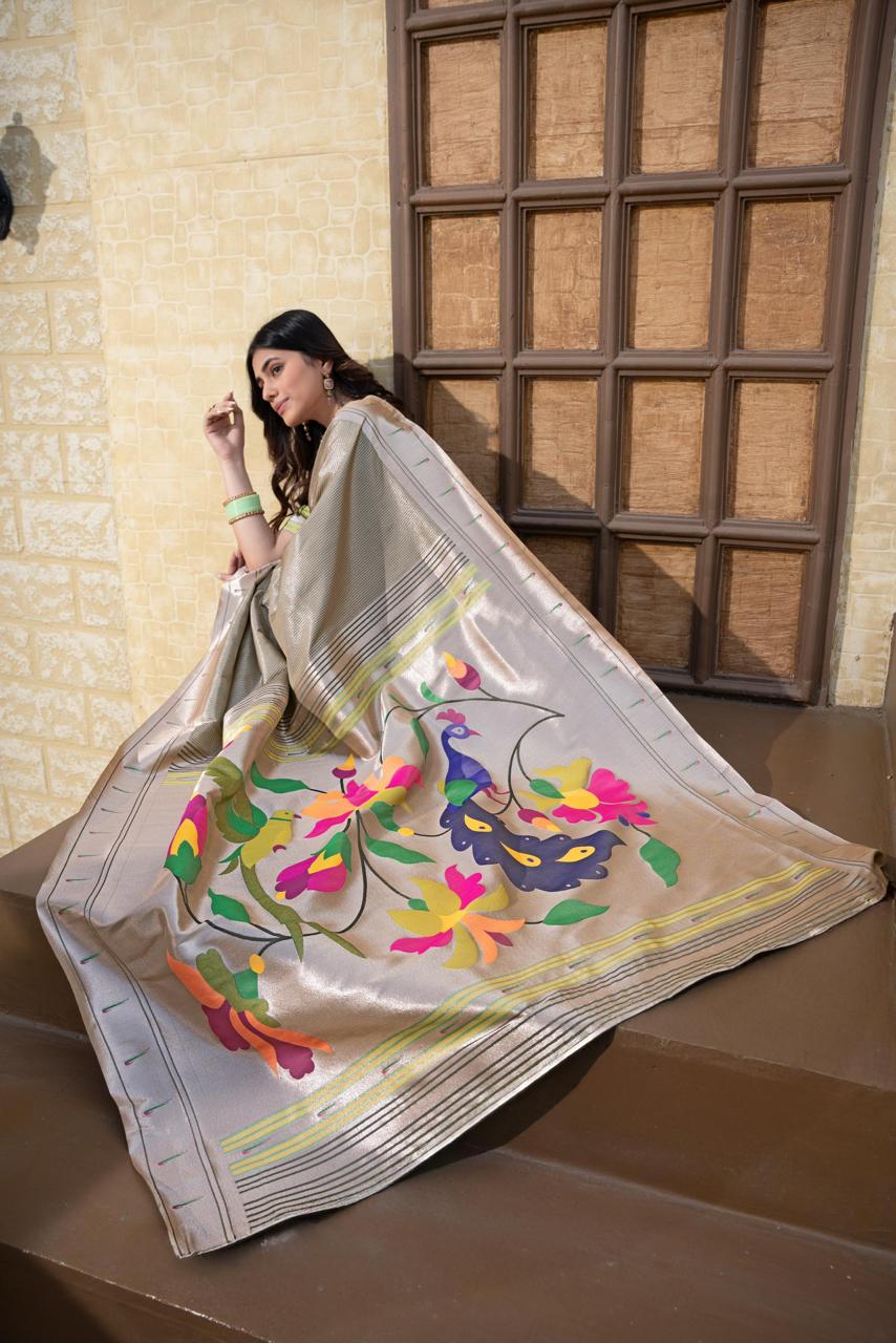 Paithani Saree - Grey