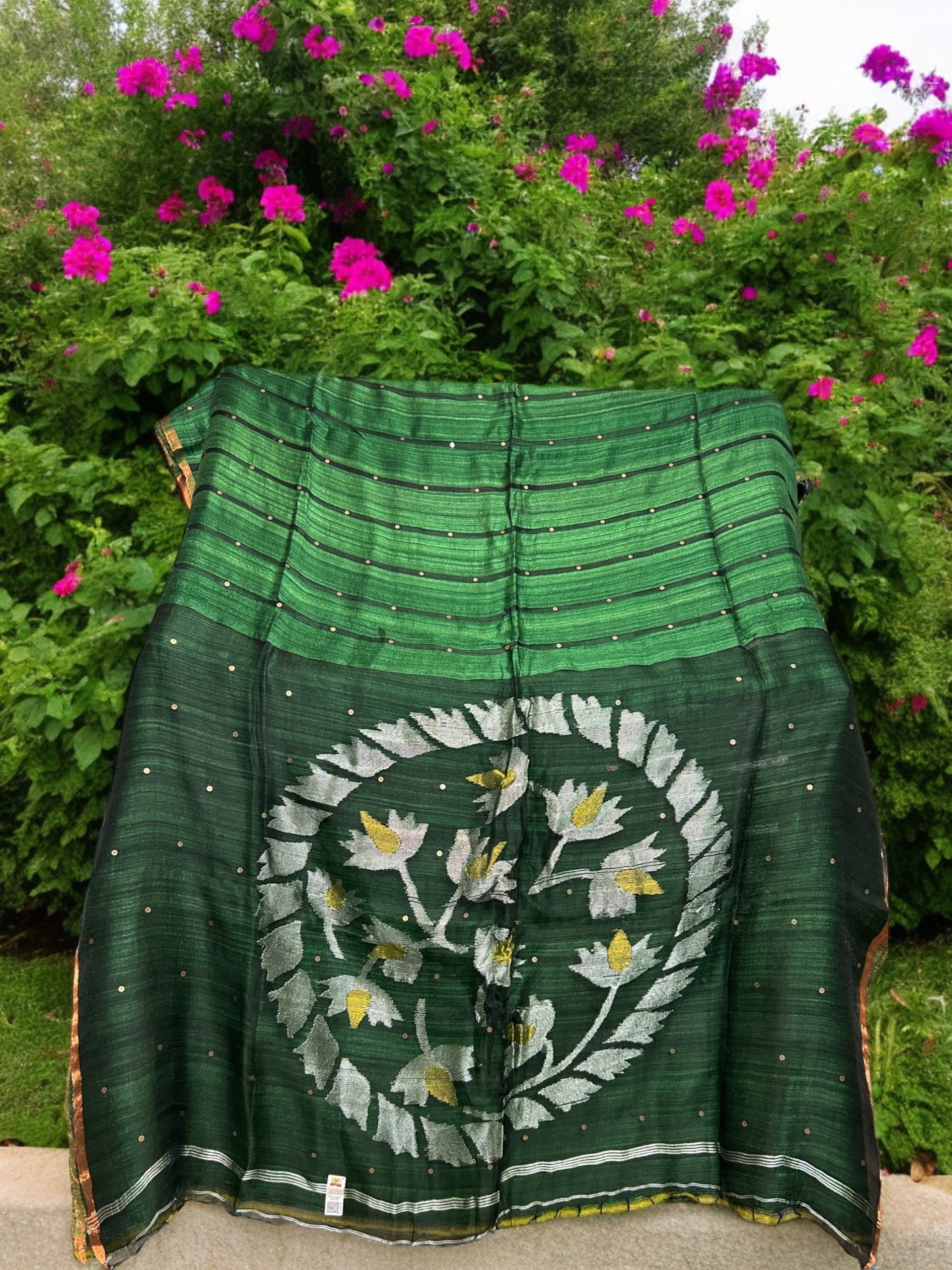 Pure Matka Silk Jamdani Saree - Green