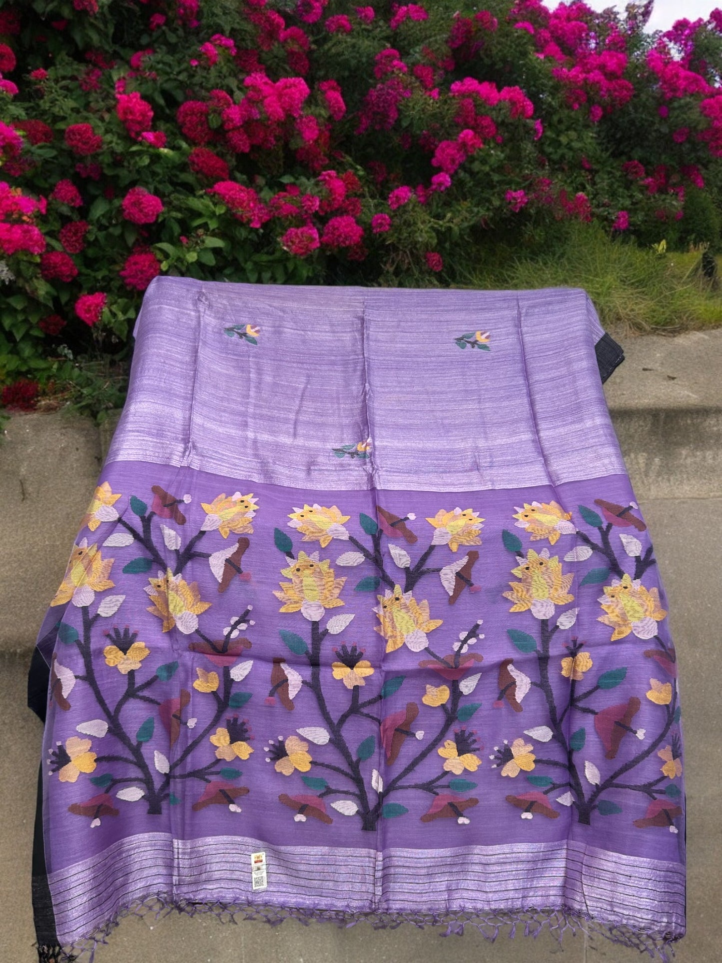 Pure Matka Silk - Floral motifs - Purple