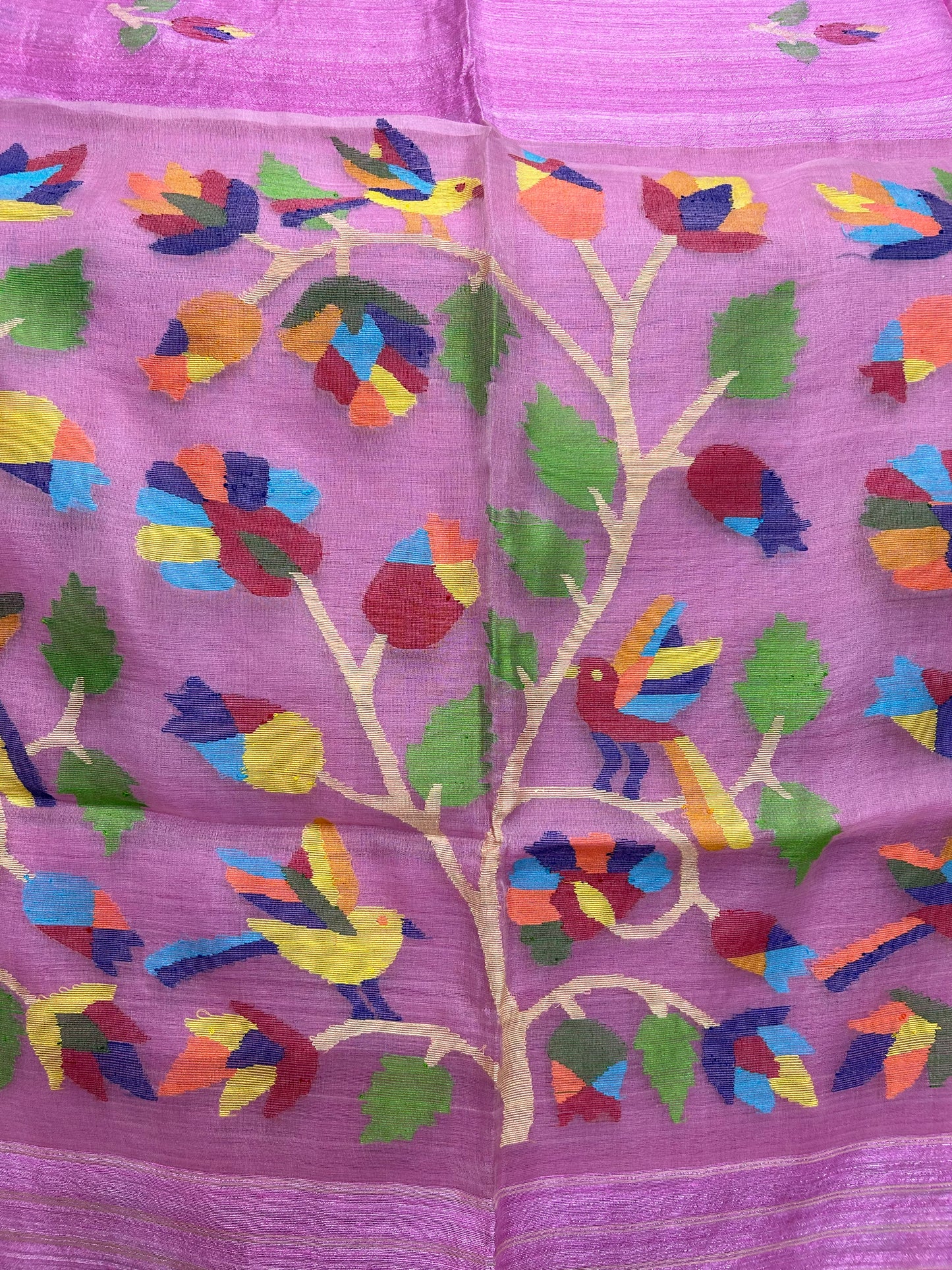 Pure Matka Silk - Floral motifs - Pink