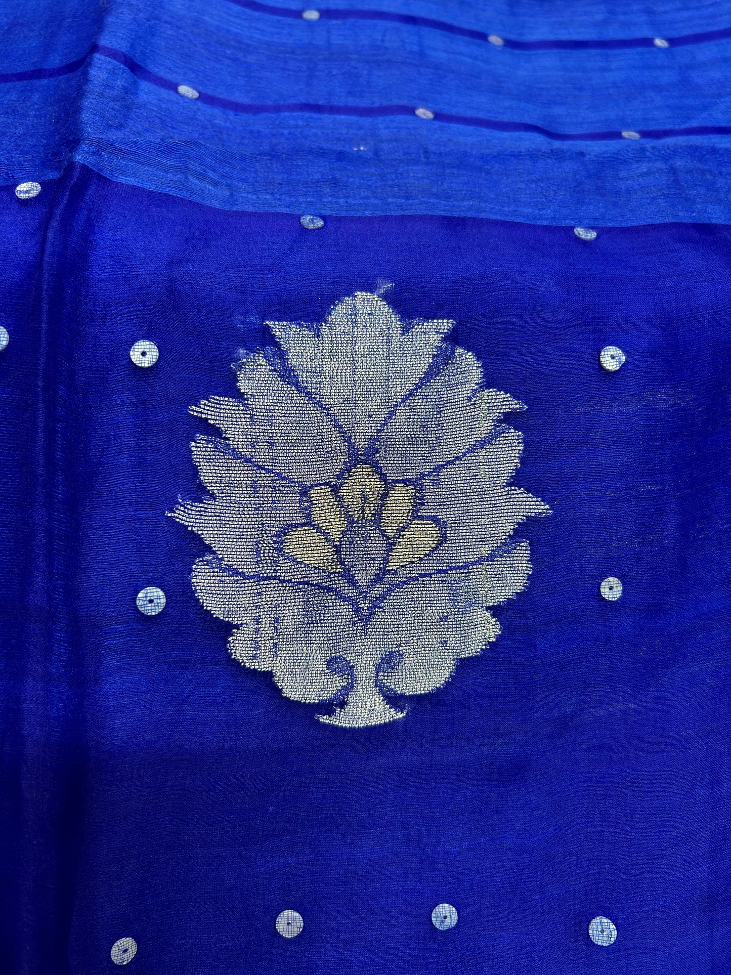 Pure Matka Silk Sea Shells - Royal Blue