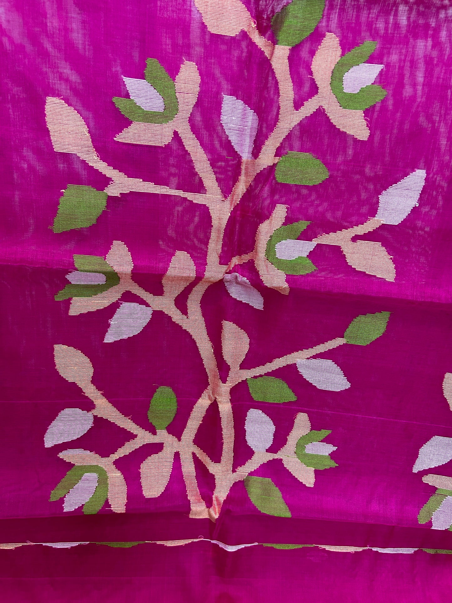 Pure Resham Jamdani Saree - Magenta