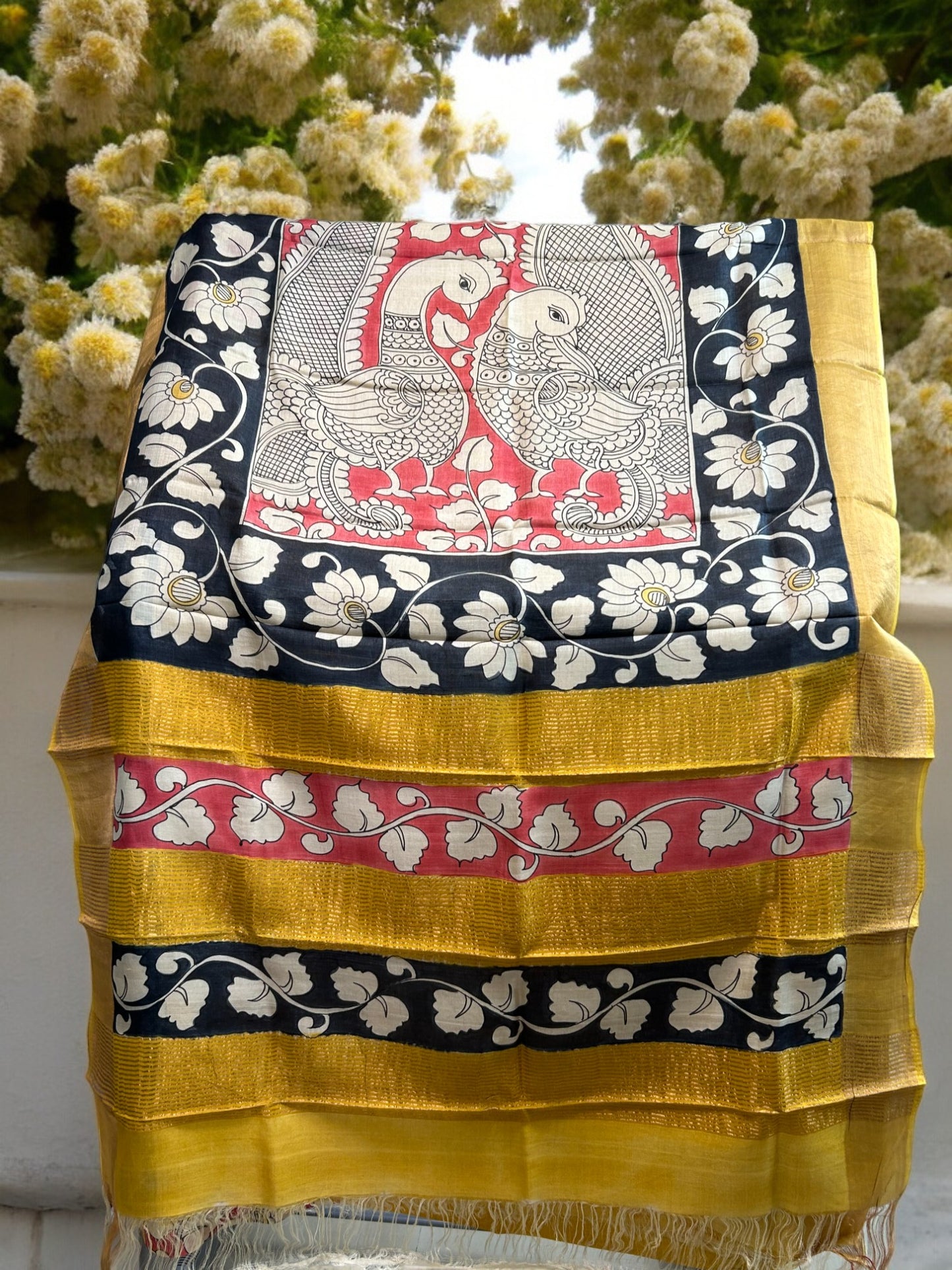 Pure Tussar Pen Kalamkari Saree