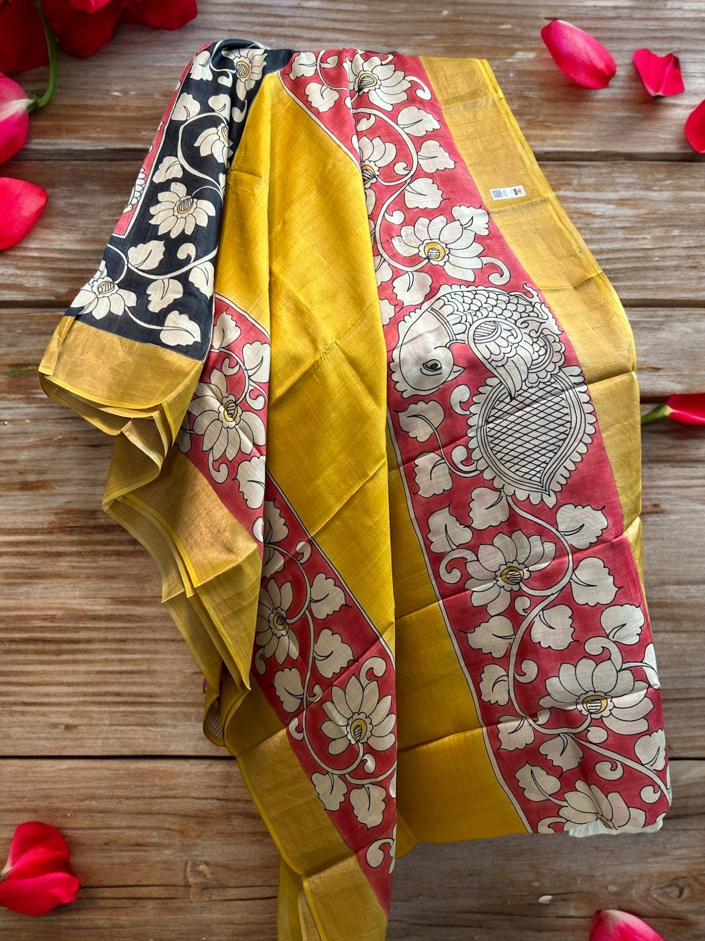Pure Tussar Pen Kalamkari Saree