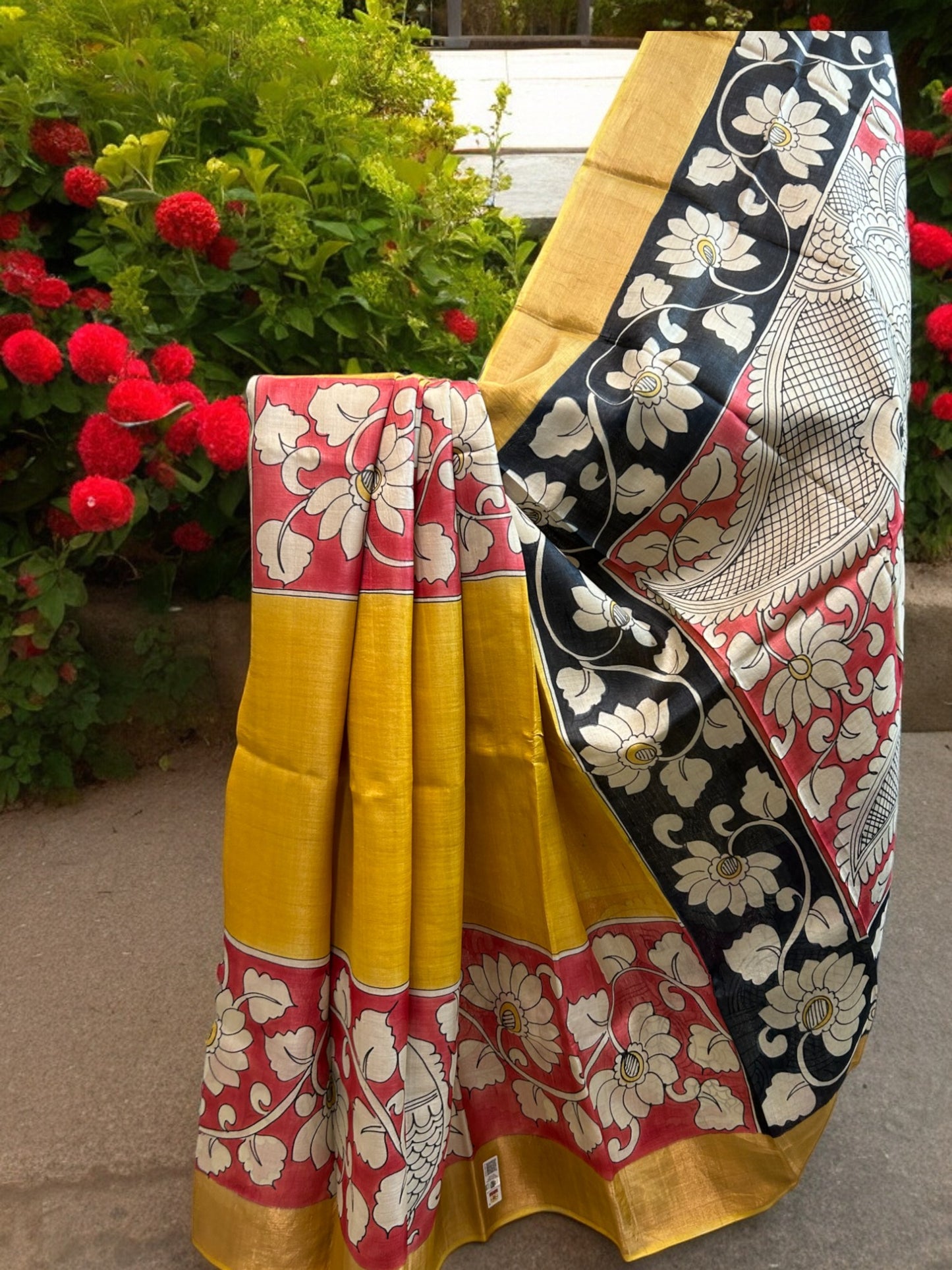 Pure Tussar Pen Kalamkari Saree