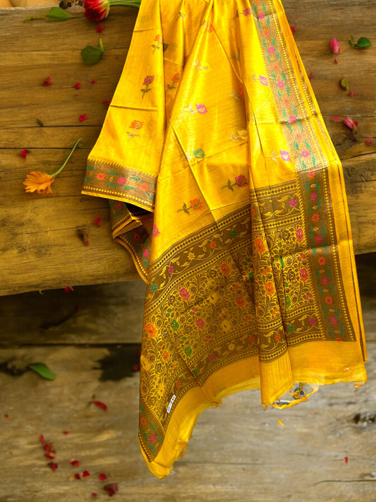 Muga Tussar Silk Saree - Yellow