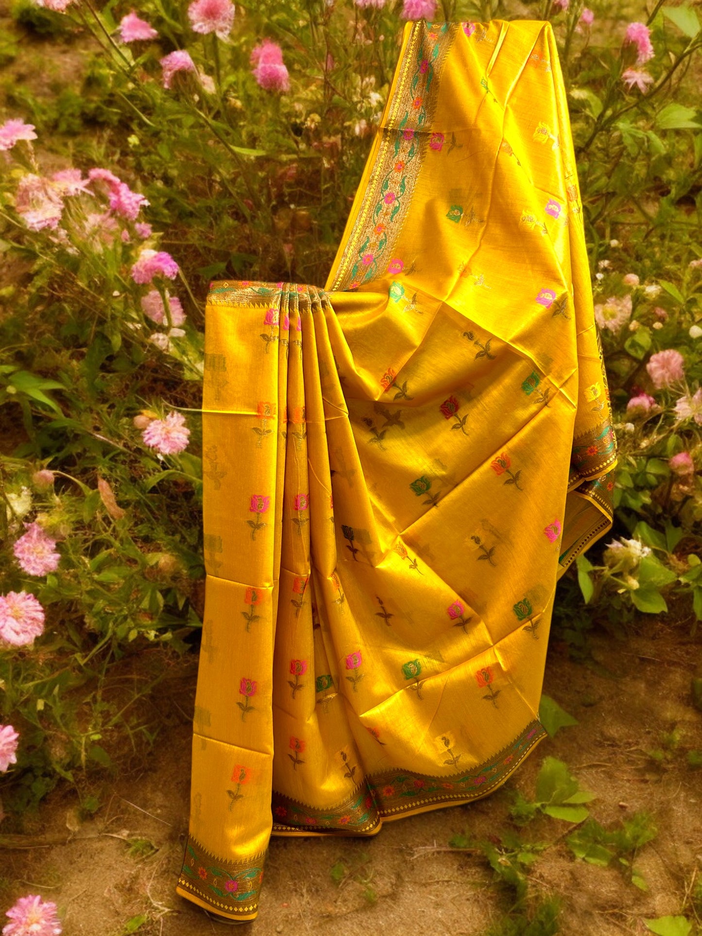 Muga Tussar Silk Saree - Yellow
