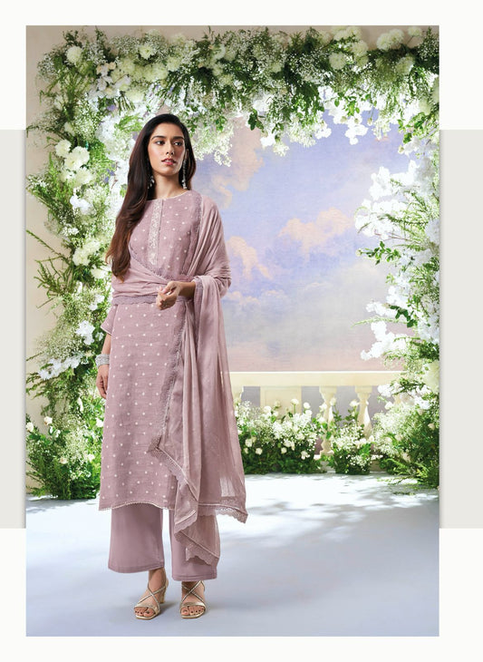 Pure Linen Jacquard suit - Lilac