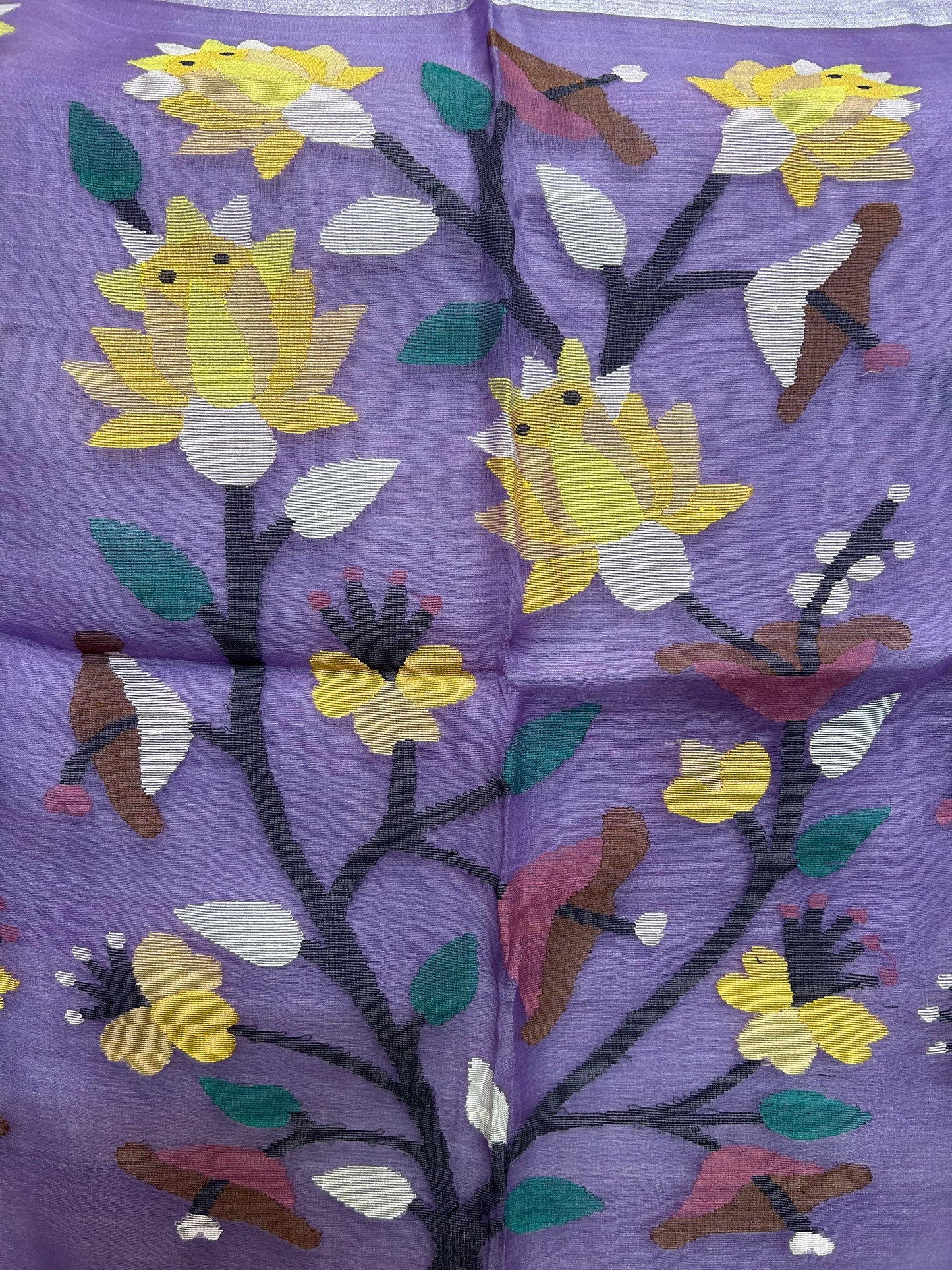 Pure Matka Silk - Floral motifs - Purple
