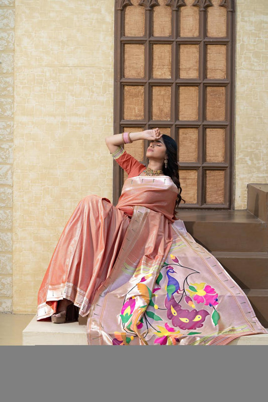 Paithani Saree - Peach